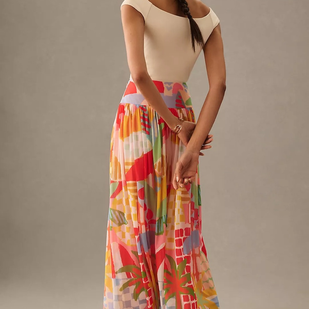 Farm Rio x Anthropologie Drop-Waist Printed Skirt - Picture 2 of 7